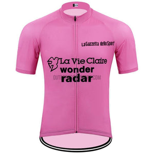 Pink La Vie Claire Wonder Radar La Gazzetta Retro Cycling Jersey-cycling jersey-Outdoor Good Store