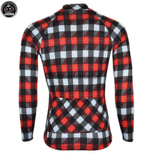 Plaid Pattern Red Long Cycling Jersey-cycling jersey-Outdoor Good Store