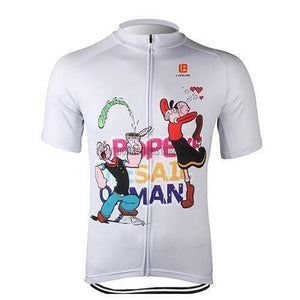 Popeye Sailor Man Oliver White Cycling Jersey-cycling jersey-Outdoor Good Store