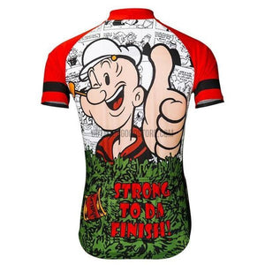 Popeye Strong To Da Finish White Cycling Jersey-cycling jersey-Outdoor Good Store