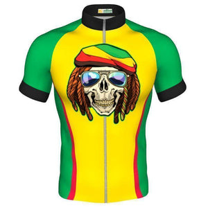 Rasta Skull Colorful Cycling Jersey (Customizable)-cycling jersey-Outdoor Good Store