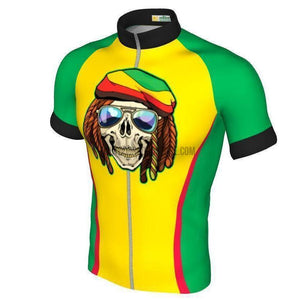 Rasta Skull Colorful Cycling Jersey (Customizable)-cycling jersey-Outdoor Good Store
