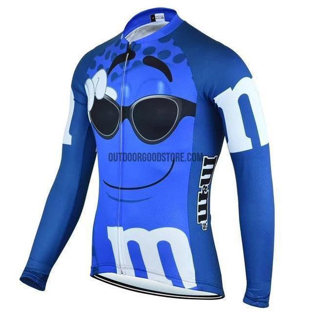 Red Blue M&M Candy Long Cycling Jersey-cycling jersey-Outdoor Good Store