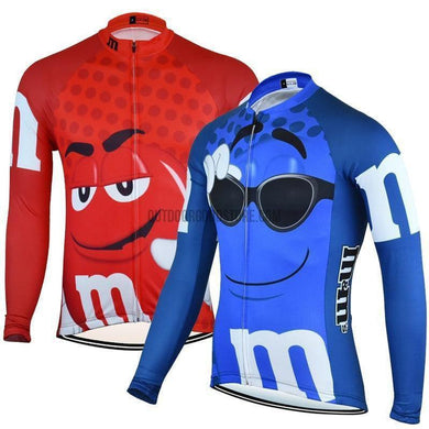 Red Blue M&M Candy Long Cycling Jersey-cycling jersey-Outdoor Good Store