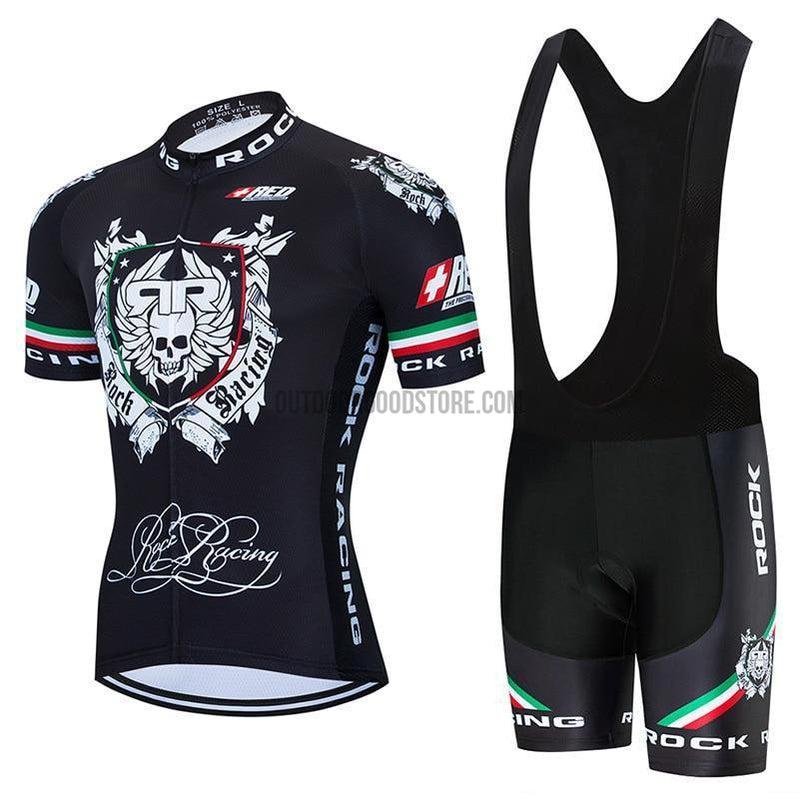 Rock Racing Black Retro Cycling Jersey Kit-cycling jersey-Outdoor Good Store