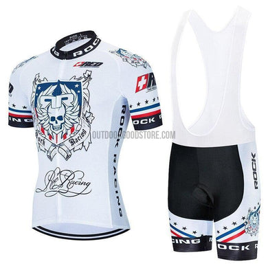 Rock Racing White Retro Cycling Jersey Kit-cycling jersey-Outdoor Good Store