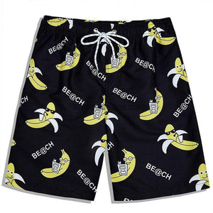Shark Dog Banana Swim Shorts Trunks-Surfing & Beach Shorts-Outdoor Good Store