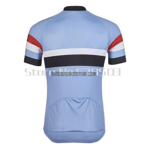Simple Blue Striped Retro Cycling Short Jersey-cycling jersey-Outdoor Good Store
