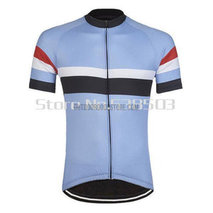 Simple Blue Striped Retro Cycling Short Jersey-cycling jersey-Outdoor Good Store
