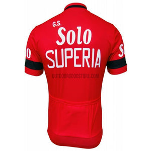 Solo Superia Red Retro Cycling Jersey-cycling jersey-Outdoor Good Store