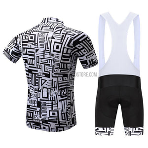 Surea Black White Geometric Pattern Retro Short Cycling Jersey Kit-cycling jersey-Outdoor Good Store