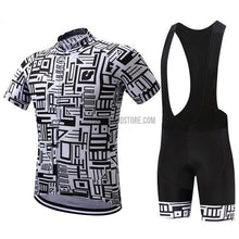 Surea Black White Geometric Pattern Retro Short Cycling Jersey Kit-cycling jersey-Outdoor Good Store