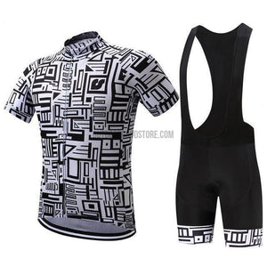 Surea Black White Geometric Pattern Retro Short Cycling Jersey Kit-cycling jersey-Outdoor Good Store