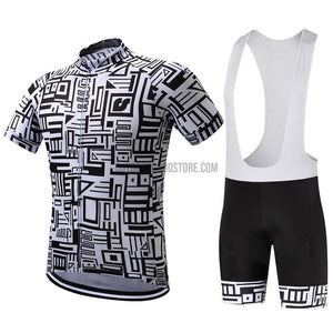 Surea Black White Geometric Pattern Retro Short Cycling Jersey Kit-cycling jersey-Outdoor Good Store