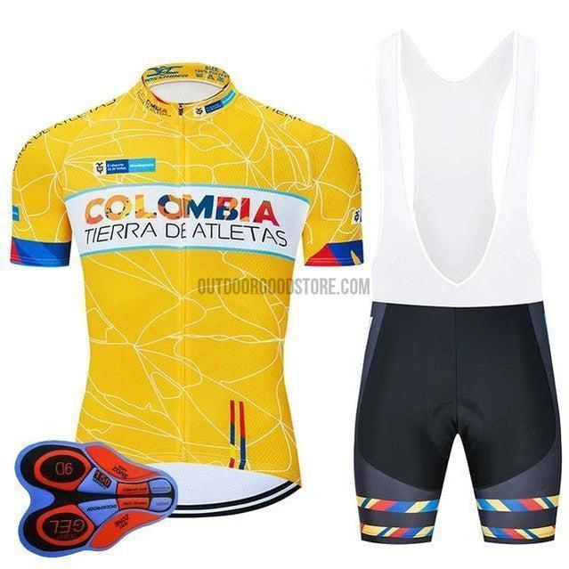 Team Colombia Retro Cycling Jersey Bib Kit-cycling jersey-Outdoor Good Store