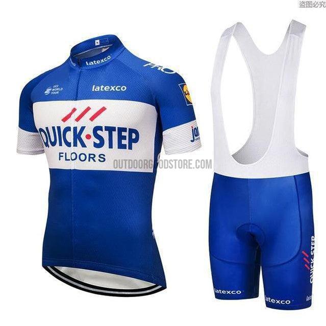 Team Quick Step Blue Retro Cycling Jersey Kit-cycling jersey-Outdoor Good Store
