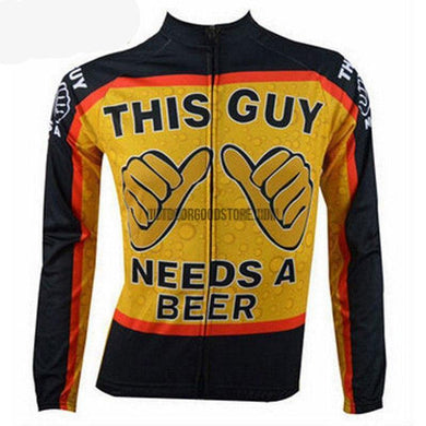 This Guy Needs a Beer Long Cycling Jersey-cycling jersey-Outdoor Good Store