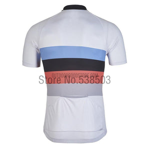White Colored Stripes Retro Cycling Short Jersey-cycling jersey-Outdoor Good Store