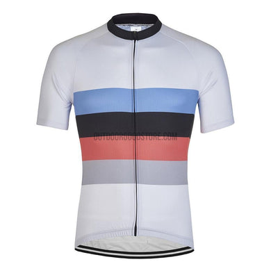 White Colored Stripes Retro Cycling Short Jersey-cycling jersey-Outdoor Good Store