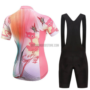 Women's Abstract Linear Orange Pink Art Cycling Jersey Kit-cycling jersey-Outdoor Good Store