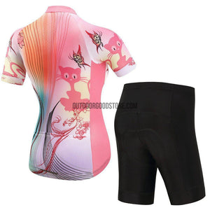 Women's Abstract Linear Orange Pink Art Cycling Jersey Kit-cycling jersey-Outdoor Good Store