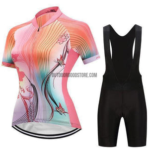 Women's Abstract Linear Orange Pink Art Cycling Jersey Kit-cycling jersey-Outdoor Good Store