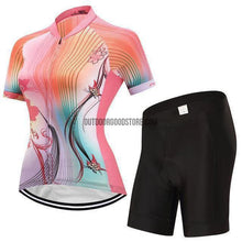Women's Abstract Linear Orange Pink Art Cycling Jersey Kit-cycling jersey-Outdoor Good Store