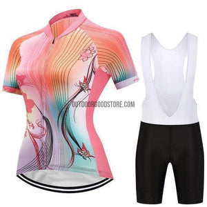 Women's Abstract Linear Orange Pink Art Cycling Jersey Kit-cycling jersey-Outdoor Good Store