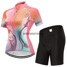 Women's Abstract Linear Orange Pink Art Cycling Jersey Kit-cycling jersey-Outdoor Good Store