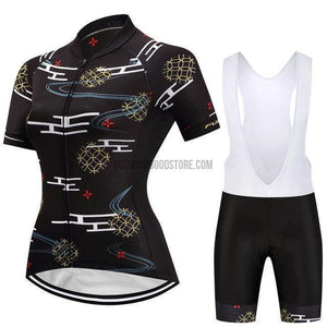 Women's Black Abstract Art Cycling Jersey Kit-cycling jersey-Outdoor Good Store