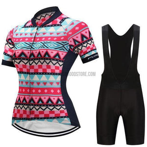 Women's Pink Black Aztec Cycling Jersey Kit-cycling jersey-Outdoor Good Store