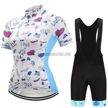 Women's White Flowers Cycling Jersey Kit-cycling jersey-Outdoor Good Store