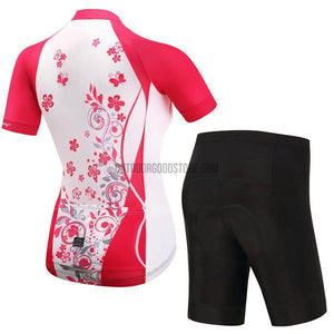 Women's White Pink Flowers Cycling Jersey Kit-cycling jersey-Outdoor Good Store