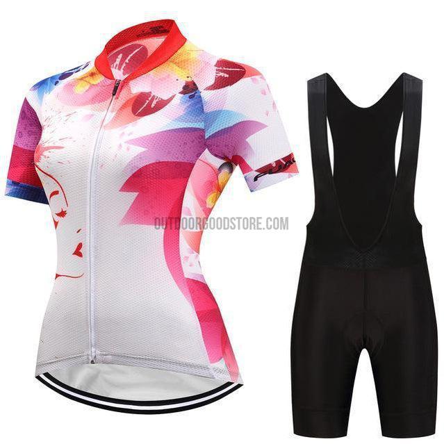 Women's White Purple Abstract Art Cycling Jersey Kit-cycling jersey-Outdoor Good Store