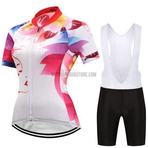 Women's White Purple Abstract Art Cycling Jersey Kit-cycling jersey-Outdoor Good Store