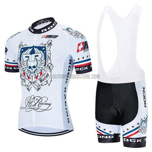 Rock Racing White Retro Cycling Jersey Kit-cycling jersey-Outdoor Good Store